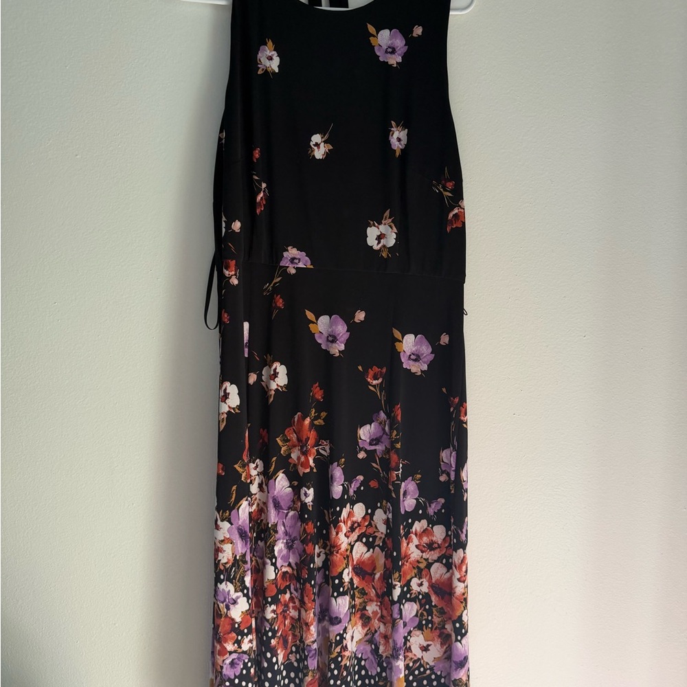 Evan Picone Black Floral Maxi Dress